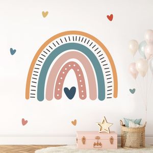Wall Stickers Cartoon Rainbow Heart Nursery Wall Decal Vinyl DIY Removable Wall Decal Children's Bedroom Game Room Interior Home Decoration 230331