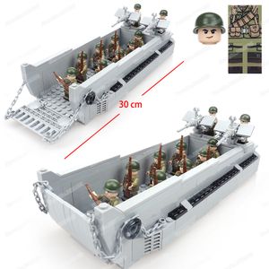 Vehicle Toys Military US LCVP Landing Craft Building Block WW2 Soldier Figures Weapons Battle Special Army Model Child Gifts Boy 230331