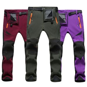 Autumn Winter Tjock Fleece Pants Mens Outdoor Fleece Warm Waterproof Windproof Breattable Soft Shell Trousers Sport vandringslastbyxor