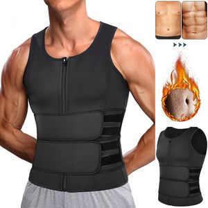 Waist Tummy Shaper Men Body Neoprene Sauna Vest Trainer Double Belt Sweat Shirt Corset Top Abdomen Slimming Shapewear Fat Burn Fitness 230331