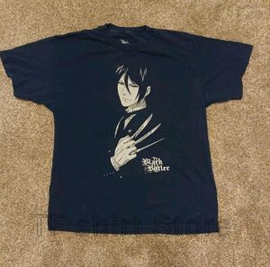 Erkek Tişörtleri Komik Baskı Erkekler Gömlek Kadınlar Serin Tshirt Vintage Siyah Butler Grafik T-Shirt Anime Manga Cosplay Top Boyut