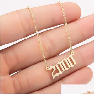Pendant Necklaces Birth Years Necklace Initial Year Number For Women Girls Birthday Gift Charm Friendship Stainless Steel Ne Dhgarden Dhzhe