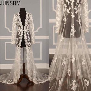 Wraps & Jackets Design Lace Bridal Coat For Wedding Dress Long Sleeve See Through Bride Capes