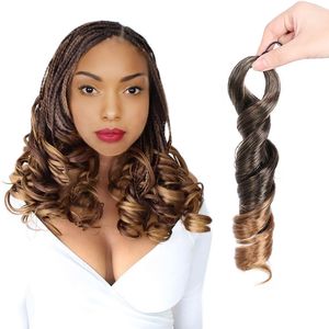 24" French Curl Braiding Hair Extensions Pony Style Hair 24 Inch Kanekalon Loose Body Wave Spiral Attachment Spanish Curl Hair