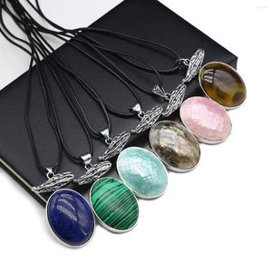 Chains Natural Stone Shell Mother Of Pearl Egg Shape Necklace Pendant Exquisite Charm Gemstone For Jewelry Making Diy Woman Accessories