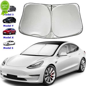 Nya bilvindrutesolskåp för Tesla Model 3 / Y Summer Automobile Front Window Visors Solskyddsparasol Tillbehör