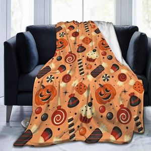 Coperte Coperta Di Flanella Zucca Di Halloween E Motivo Alimentare Leggero Letto Accogliente Copriletto Morbido Adatto Divano Divano Adatto Per