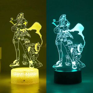 Luci notturne valorant killjoy la luce notturna a led 3d per bambini anime dual colorato lampada da tramonto per bambini decorazioni per bambini illusione regalo di compleanno p230331