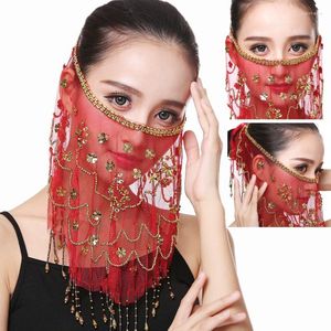 Stage Wear Lady Lady Belly Dance Dancing Face Mask Wrap Lenfra Lantejante Acessório