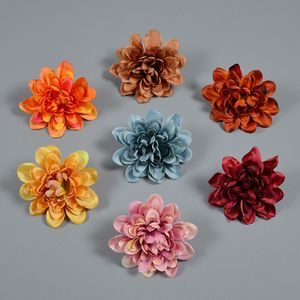 25PCS Silk Fall Dahlia Flowers Aritificial Flowers Chrysanthemum Heads Real Touch Wedding Home Decoration