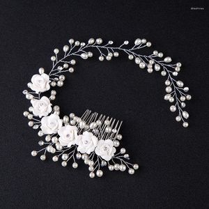 Hair Clips & Barrettes Wedding Bridal Accessories Crystal Flowers Imitation Pearl Comb/Pin For Women Girl EAHair Stre22