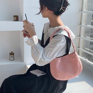 Evening Bags Korean Fashion Pleated Tote Bag For Women 2023 Spring Tend Female Simple Shoulder Side Lady Travel Handbags And Purses