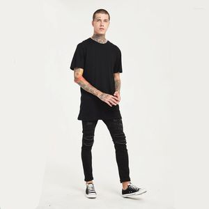 Herr t skjortor herr mode streetwear longlined tee vanlig svart bomull lång skjorta grundläggande camiseta