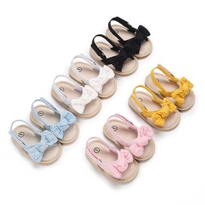 Sandals Baby Girls Summer Sandals Cotton Bowknot Open-Toe Sandals with Nonslip Soles for Toddlers 0-18 Months Z0331