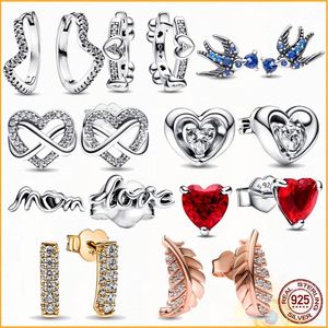 Pandora Charm Glittrande Infinity Heart Stud örhängen 925 Sterling Silver Kvinnor Mode Boutique Gåva Jubileums Födelsedagspresent