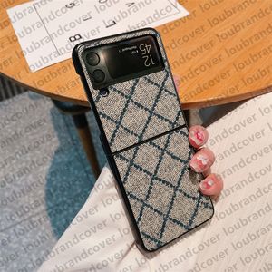 Designer Phone Case para Samsung Galaxy Z Flip 5 3 4 Case 5G Z Dobre 4 2 3 Hard Shell Moda Couro Original Monograma Bumper Capa Móvel 17 Estilo