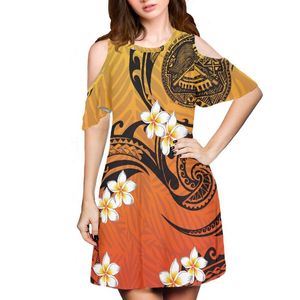 カジュアルドレス累積カスタムドレスショルダーパーティークラシックポリネシア衣類デザイン夏の女性セクシーな半袖クラブウェア