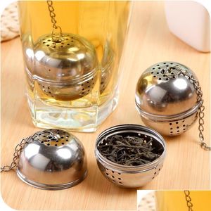 Coffee Tea Tools New Essential Stainless Steel Ball Infuser Mesh Filter Strainer W/Hook Loose Leaf Spice Home Kitchen Accessories Dhpvx