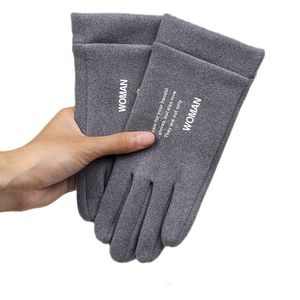 Fem fingrar handskar kvinnor vinter hålla varm pekskärm tjockare inte uppblåst kallt skydd mode enkel elasticitet utomhus cykling körning