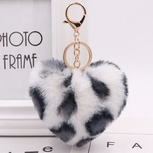 Portachiavi Pom-pom in pelliccia di coniglio artificiale Portachiavi Pom-pom con stampa leopardata Portachiavi Borsa per cellulare Portachiavi Ciondolo amore Decorazione