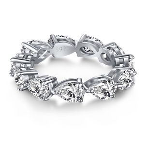 Eternity Water Drop Lab Diamond Ring 100% echtes 925er Sterlingsilber Party Ehering Ringe für Frauen Männer Verlobungsschmuck