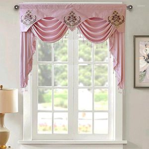 Curtain Luxury Pink Chenille Short Valance Bead Tassel Waterfall Drapes For Living Room Bedroom Window Curtains Decor Custom