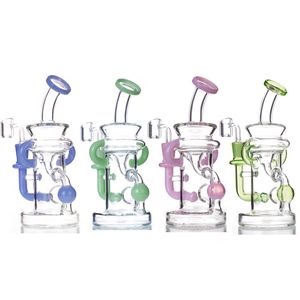 Kleine Backwater-Glasbong-Wasserpfeifen, 14 mm, weibliches Gelenk, Bubbler-Wasserpfeifen, 8,2-Zoll-Öl-Tupfer-Rig mit Quarz-Banger oder Schüssel, 4 Farben