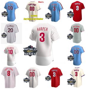 7トレアターナージャージーブライス3ハーパーライスホスキンズニックカステラーノスJ.T. Realmuto Kyle Schwarber Matt Strahm Hoskins Aaron Nola Alec Bohm Bryson Stott Baseball Jerseys