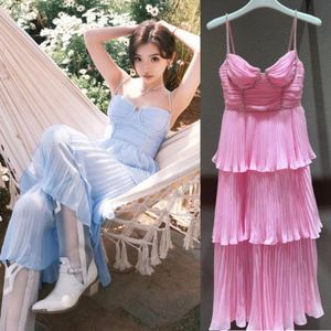 Women's spaghetti strap handmade rhinestone sexy layered ruffles chiffon maxi long dress XSSMLXLXXL