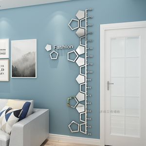 Wall Stickers Acrylic Mirror Height Measurement Wall Decal Paper Children's Room Growth Chart Nursery Decorative Wall Art Mirror Wallpaper 230331