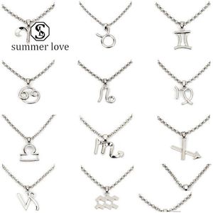 Hänge halsband klassiska 12 konstellation pendent för kvinnor tjej elegant trendig legering zodiak skyltar choker smycken gåva y dr dhgarden dh7zy