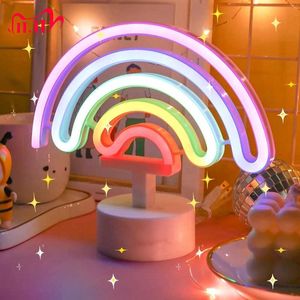 Nattljus Neon Sign USB LED Decoration Lamp Rainbow For Home Kid Room Bedside Night Light Decor Light For Children Bedroom Sleep Light P230331