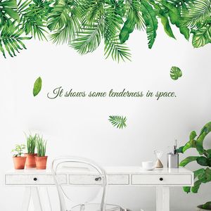 Adesivos de parede 125 * 77 cm de planta tropical papel de parede de folhas verdes para sala de estar com decoração de parede de salão de pvc decoração de parede de vinil decoração 2303331