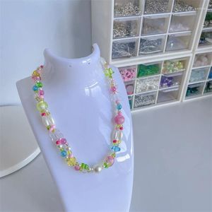 Pendant Necklaces 2023 Fashion Women Bohemian Double Layer Geometric Colorful Butterfly Hearts Glass Beads Splicing Choker Necklace Jewerly