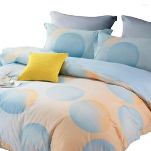 Set biancheria da letto Set quattro pezzi in cotone 100 Lenzuolo copripiumino minimalista blu