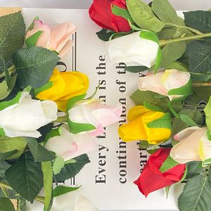 Touch-Simulations-Blumen-Rose Einzelner kleiner Kopf True Touch Home Hochzeitsdekorationen Valentinstagsgeschenk Shooting Requisiten