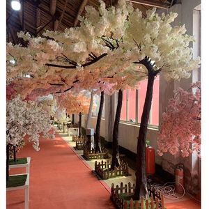 Flores decorativas Restaurante por atacado Festa de casamento ao ar livre Sakura Plant Tree grande fibra de vidro artificial Flor de cerejeira para decoração