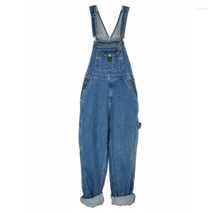 Mäns jeans män arbetskläder rak rör stor storlek Löst montering Jumpsuit breda ben hängslen Hip-Hop Blue Pants