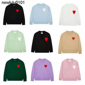designer Men Amis Paris Fashion Mens Designer Amies Knitted Sweater Embroidered Red Heart Solid Color Big Love Round Neck Men wonmen sweater