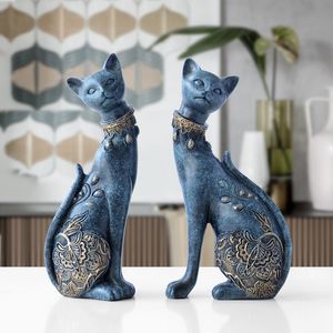 装飾的なオブジェクト図形の樹脂cat彫刻家の装飾ヨーロッパクリエイティブウェディングギフト動物装飾彫刻230330