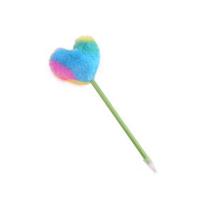 Plush Heart Pompom Ballpoint Pens Fuzzy Fluffy Pen School Office Girls Valentine's Day Gift Kids Goodie Bag Fillers Party Favors Blue Black Ink