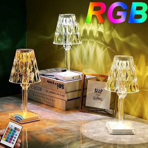 Nattljus RGB Diamond Table Lamp USB Touch Sensor Acrylic Decoration Desk Lamps For Bedroom Bar Crystal Lighting Gift LED Night Light P230331