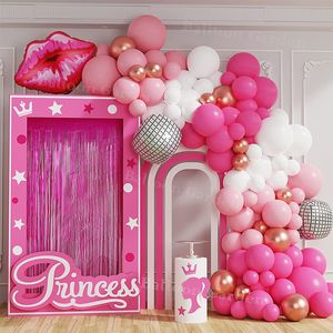 Andra evenemangsfestleveranser 115 st rosa pastellprinsessor Latex Balloons Arche Ballon Första 5: e födelsedag Baby Girl Decoration Anniversire Wedding Globos 230331