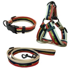 2023 New Tide Brand Pet Dog Collars Leashes Chest Back Three-piece Set with Lead Rope for Small and Medium-sized Dogs