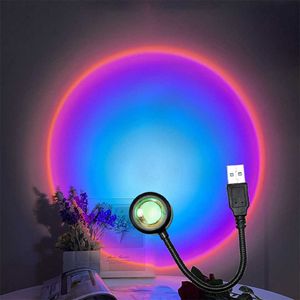 Night Lights LED Rainbow Night Light Sunset USB Lamp For Bedroom Projector Home Decor Mood Lamp Living Room Wall Photography Neon Lights P230331