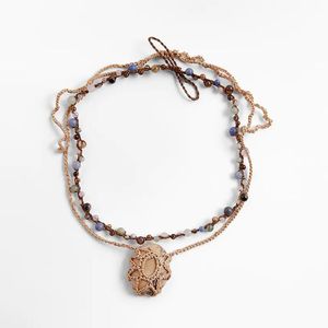 Catene Ciondolo in pietra e uncinetto Due serie di perline colorate possono regolare la catena per gioielli di moda da donna