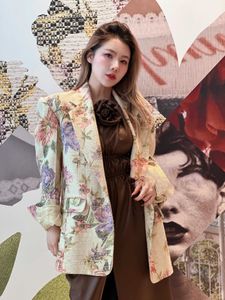 WXWT Za Fashion Woman Vintage Print Blazer Long Sleeve 2021 Autumn Office Lady Elegant Blazer Suits Tops OZZ1119 X0721