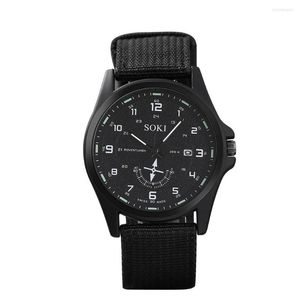 Relógios de pulso 2023 Moda Menção Sports Wrist Watches Canvas Strap Fabric Watch Exército Militar Quartz Relógio Relógio Masculino