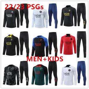 2023 New PSGs MBAPPE tuta da calcio in jersey 22 23 Tuta da allenamento Paris stile classico Half pull Manica lunga SERGIO RAMOS VERRATTI ICARDI calcio per bambini adulti