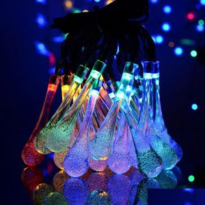 Decorazioni natalizie 30 goccia d'acqua a sfera a goccia a led a energia solare in globo 8 effetto di lavoro per la decorazione del giardino all'aperto Holida dh7vj